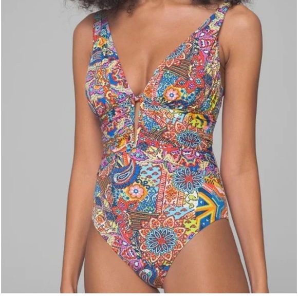 Bleu Rod Beattie multi color paisley one piece swimsuit - Picture 3 of 11